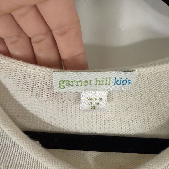 Garnet Hill Kids Cardigan Girls XL White Knit 1/4 Button Cotton Cashmere Long Sl - Picture 5 of 12